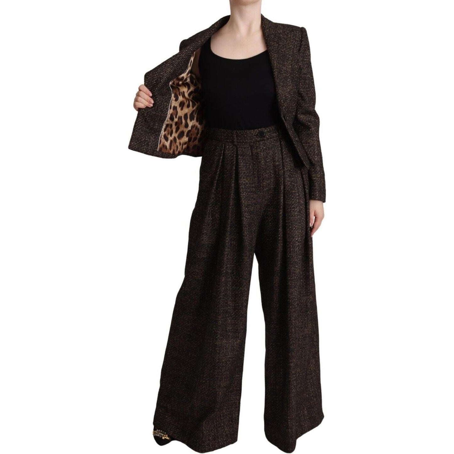 Dolce & Gabbana Dark Brown Wool Single Breasted 2 Pc Jacket Pants Dolce & Gabbana
