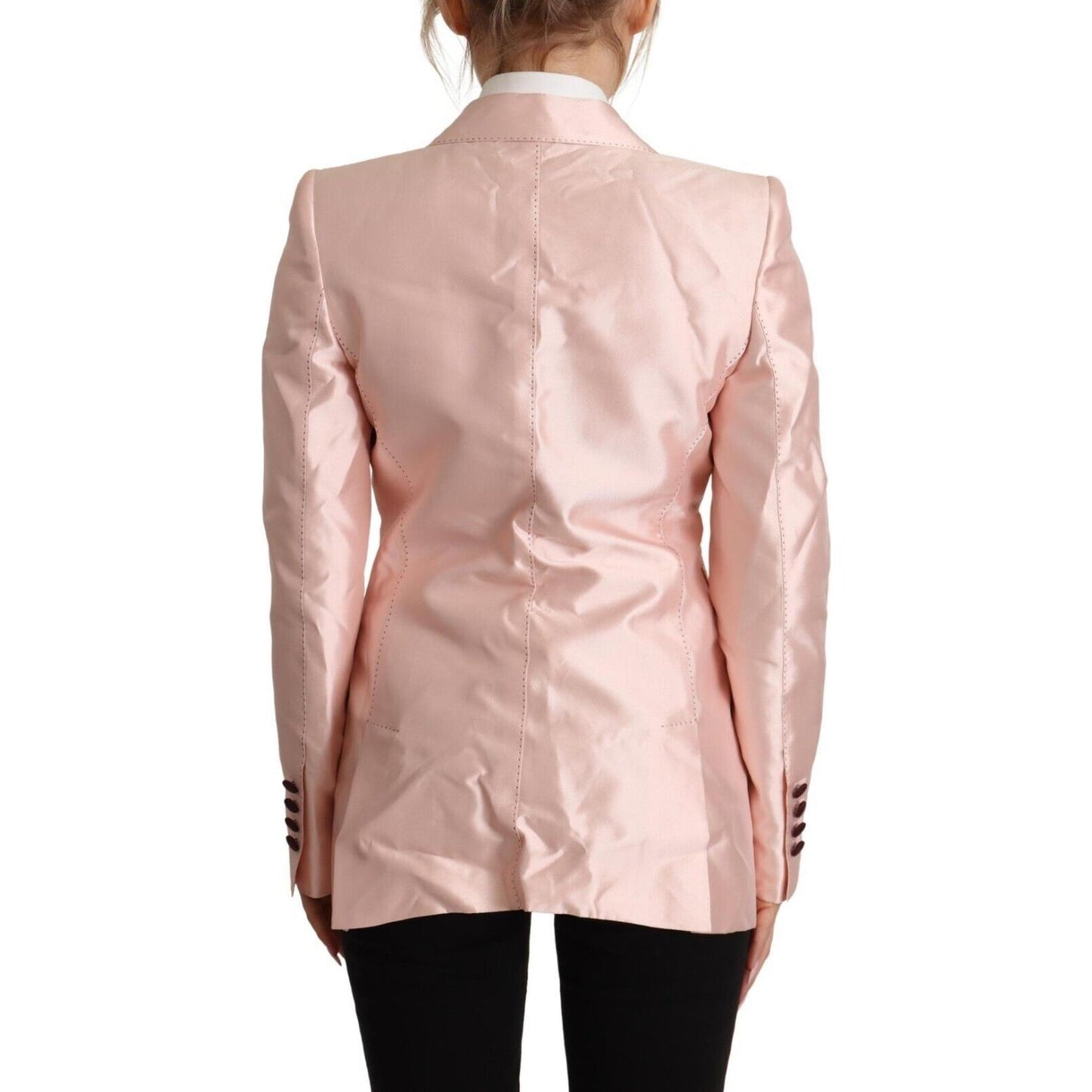 Dolce & Gabbana Pink Satin Long Sleeves Blazer Coat Jacket Dolce & Gabbana