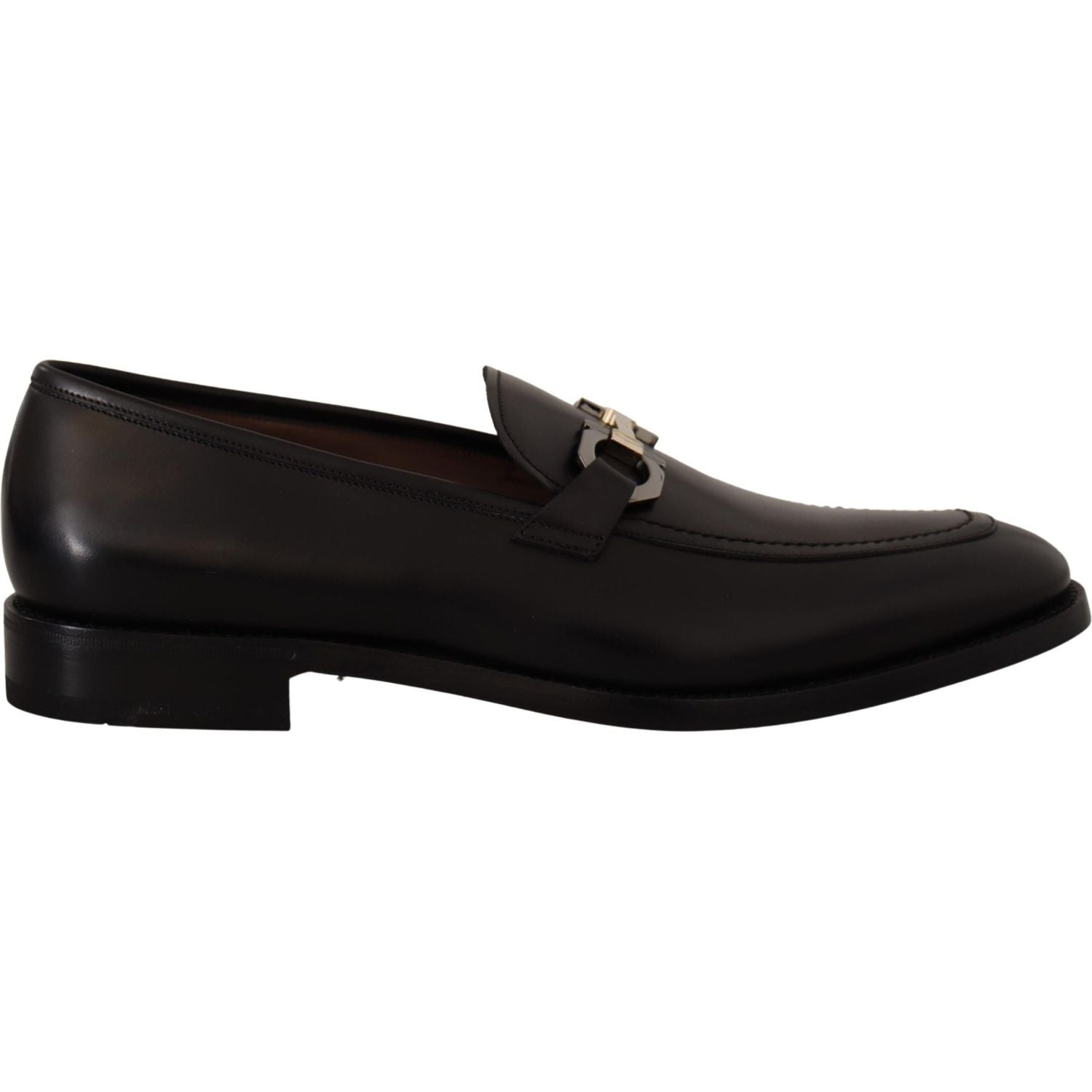 Salvatore Ferragamo Black Calf Leather Moccasin Formal Shoes