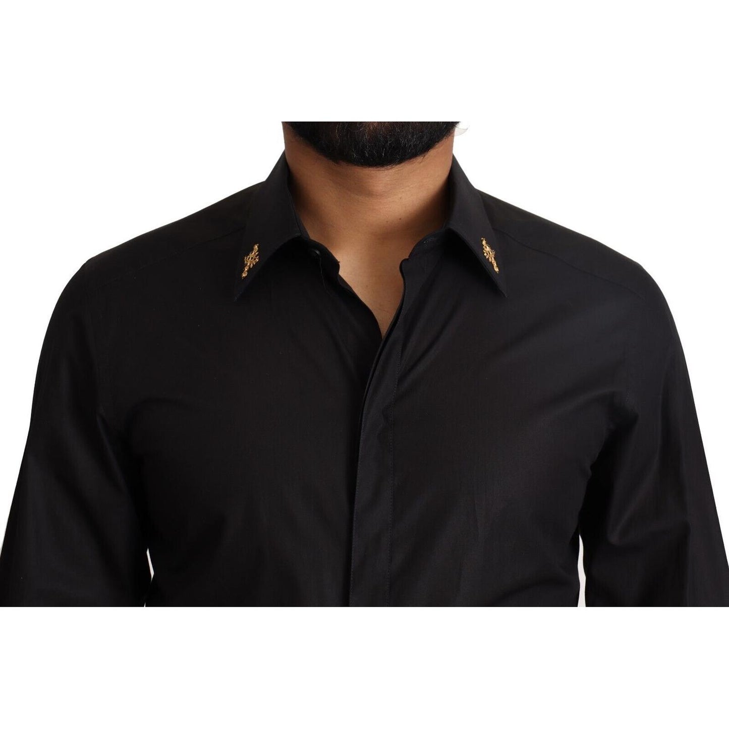 Dolce & Gabbana Elegant Slim Fit Black Cotton Dress Shirt Dolce & Gabbana