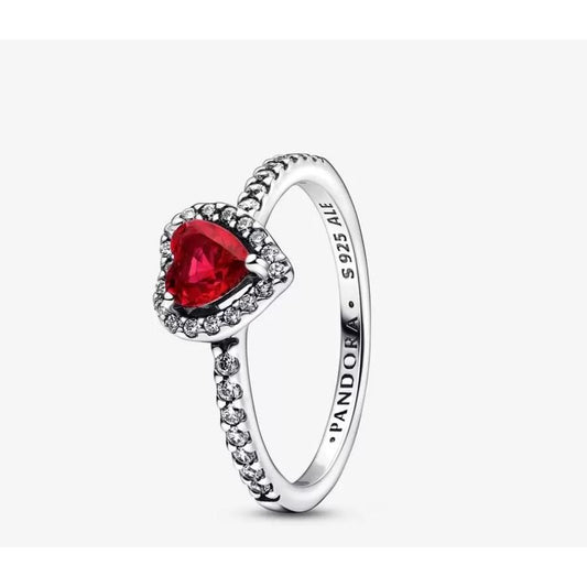 PANDORA Mod. SPARKLING RED ELEVATED HEART RING-0