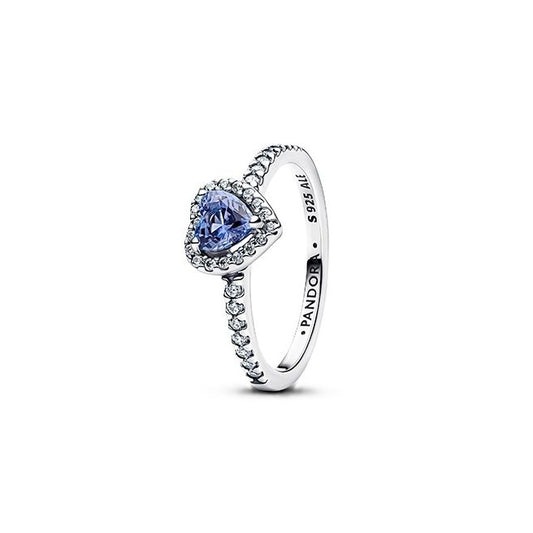 PANDORA JEWELRY Mod. SPARKLING BLUE ELEVATED HEART RING-0