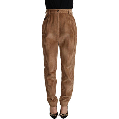 Dolce & Gabbana Brown Corduroy Cotton Trouser Tapered Pants