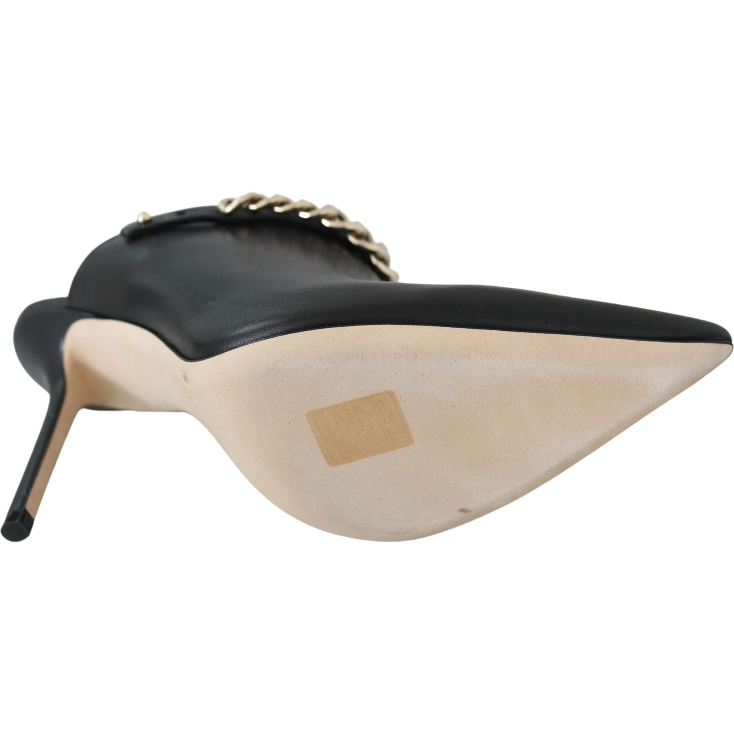 优雅黑金皮革高跟鞋