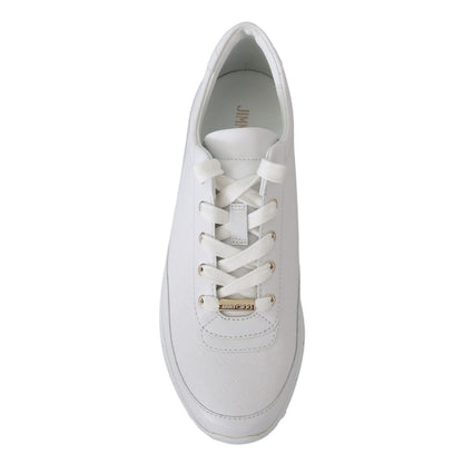 Jimmy Choo White Leather Monza Sneakers