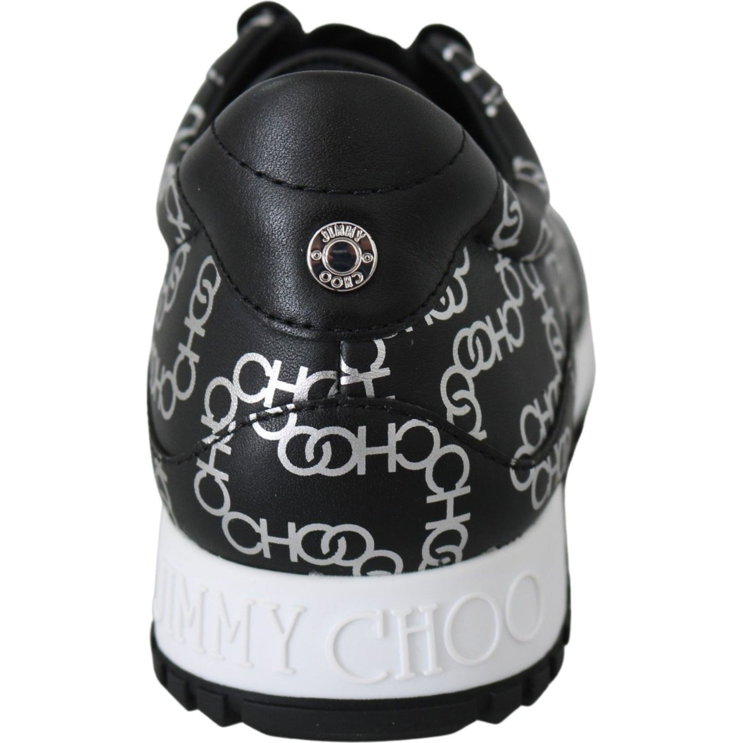 Jimmy Choo Elegant Black & Silver Leather Sneakers Jimmy Choo