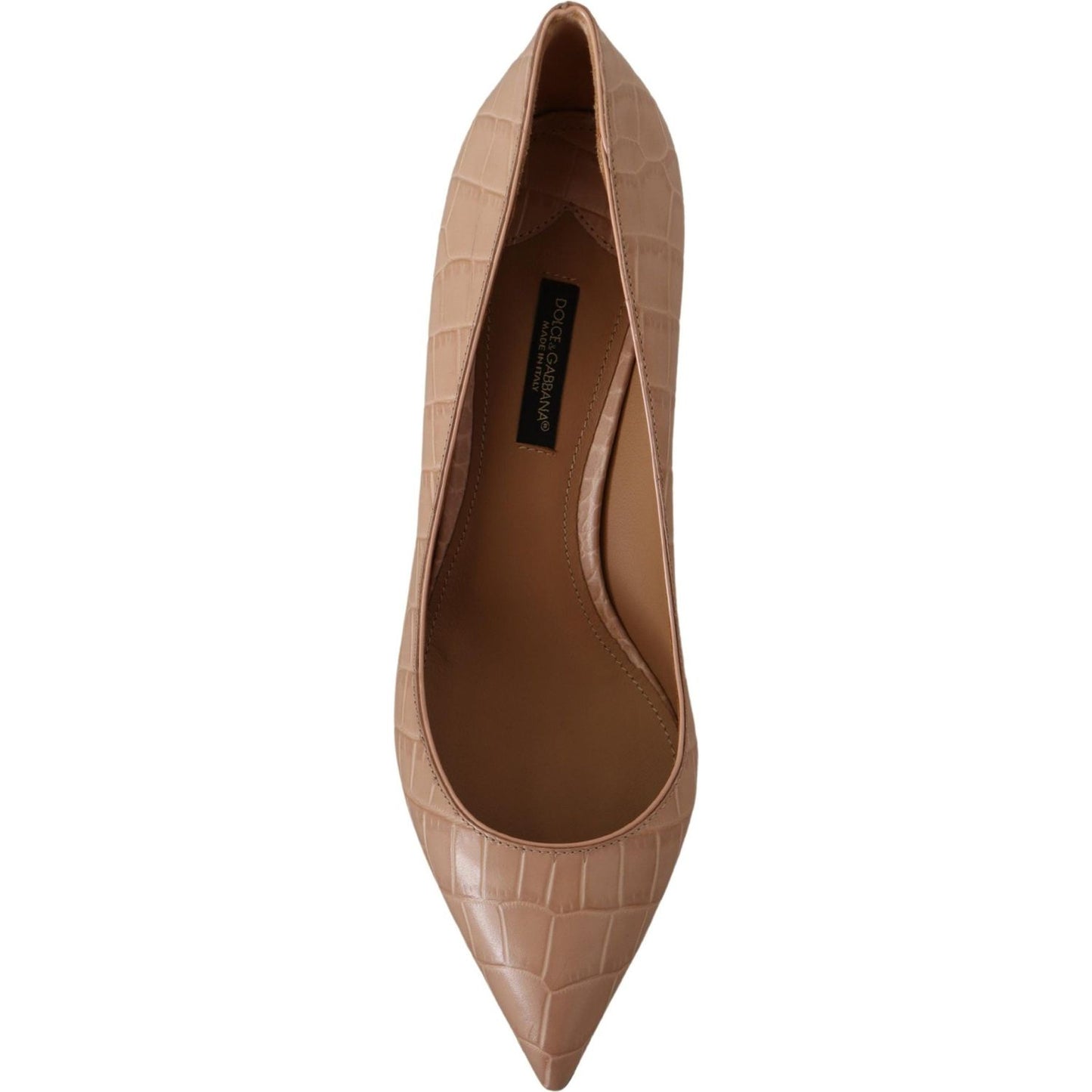 Dolce & Gabbana Beige Leather Pointed Heels Pumps Shoes