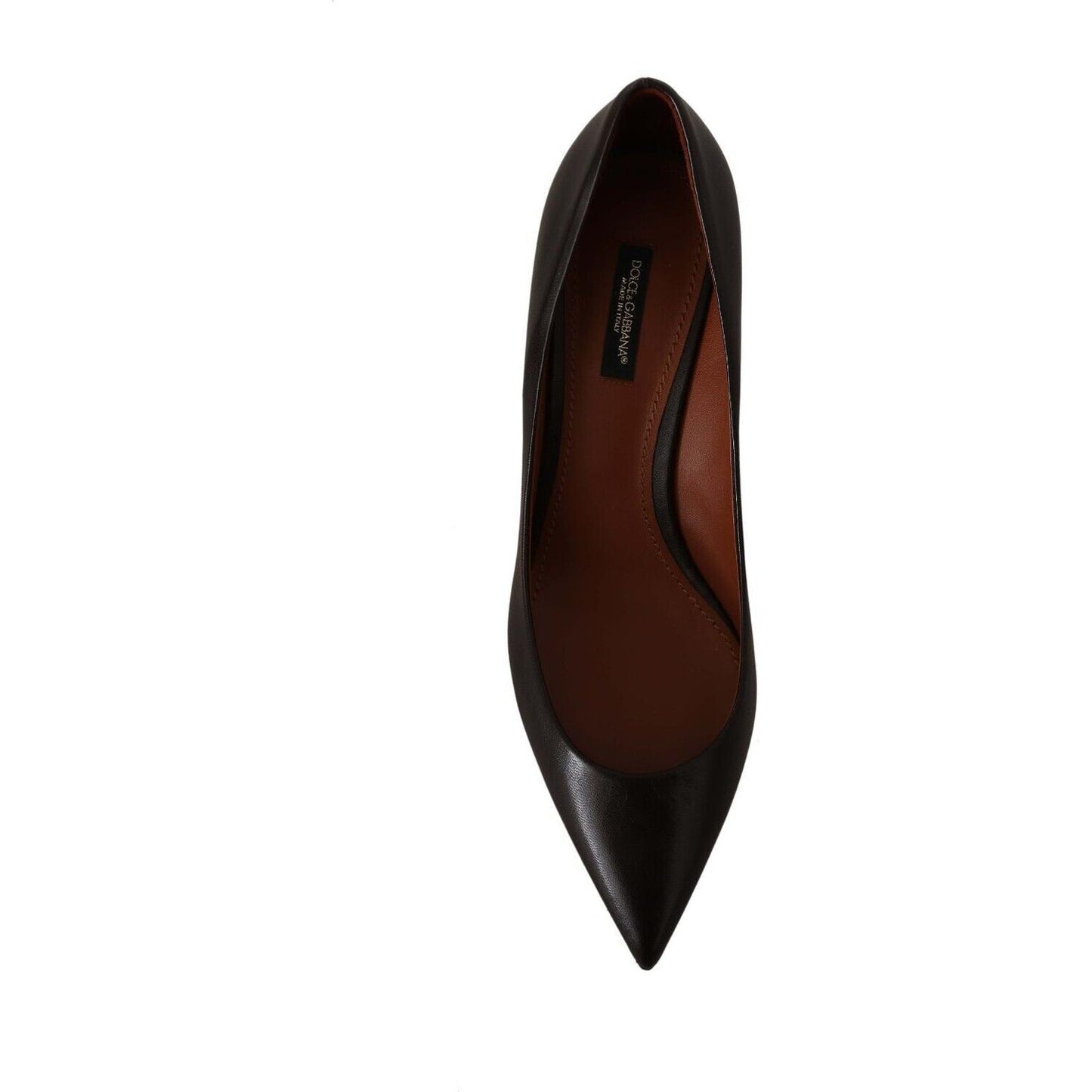 Dolce & Gabbana Elegant Brown Leather Heels Pumps Dolce & Gabbana