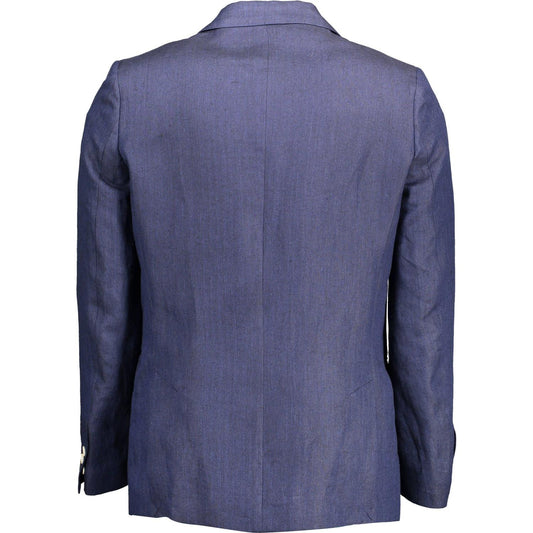 Gant Blue Linen Men Jacket Gant