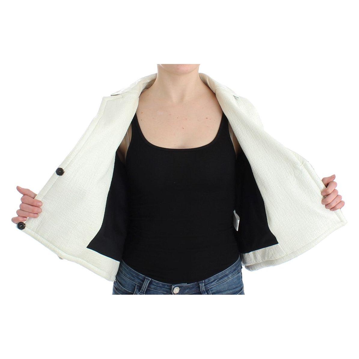 Andrea Pompilio Exclusive Black & White Leather Jacket Coats & Jackets Andrea Pompilio