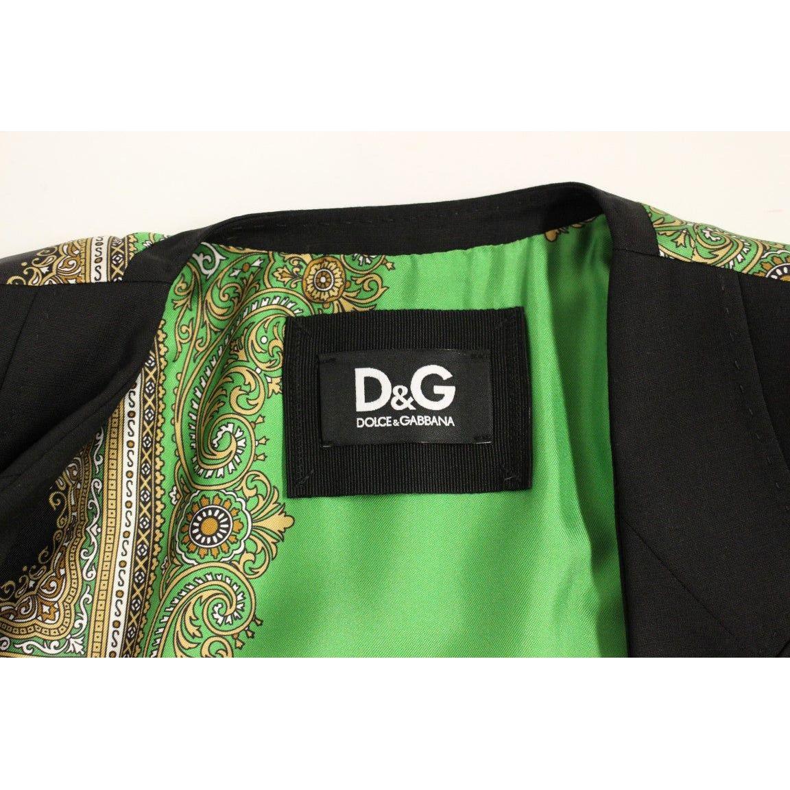 Dolce & Gabbana Elegant Silk-Blend Black Blazer with Scarf Back Detail Blazer jacket Dolce & Gabbana