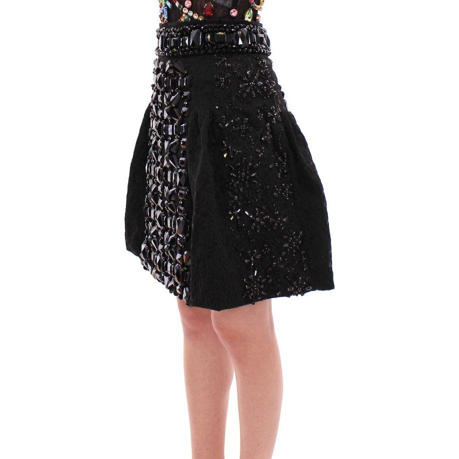 Dolce & Gabbana Black Crystal Embellished Masterpiece Skirt Dolce & Gabbana