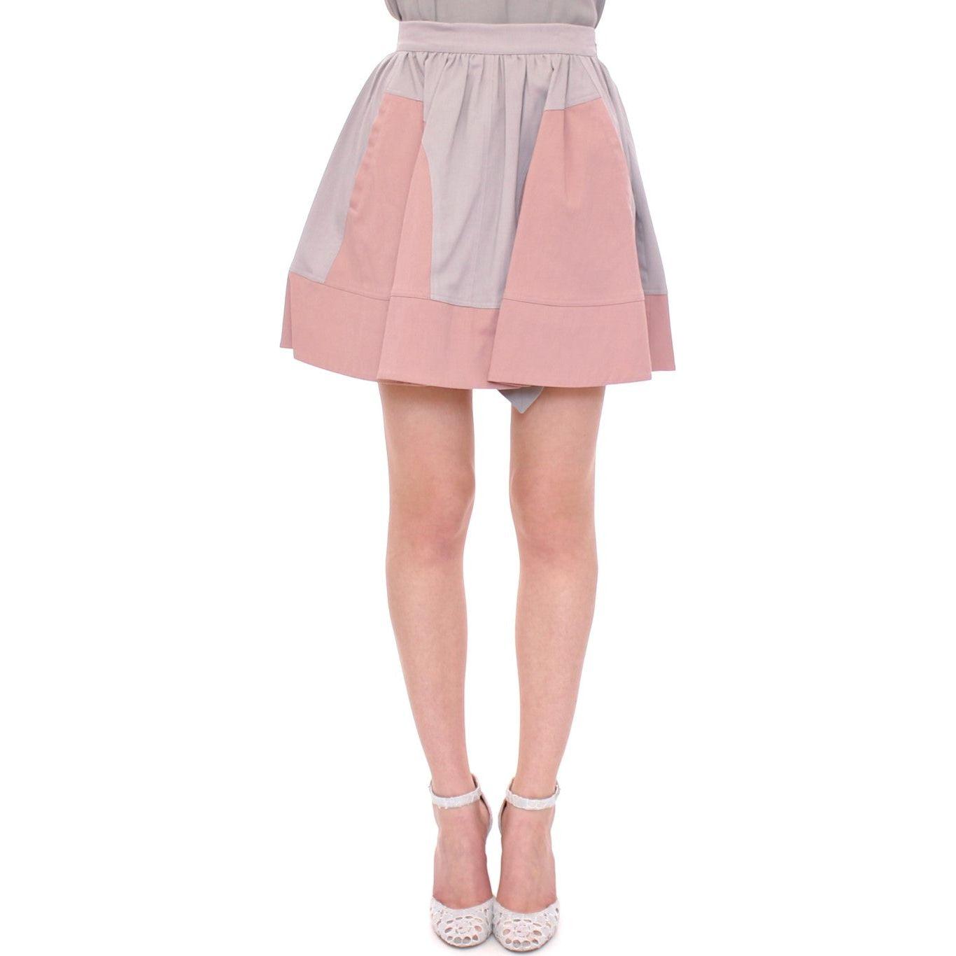 Comeforbreakfast Sleek Pleated Mini Skirt in Pink and Gray Comeforbreakfast