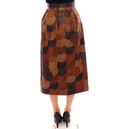 Dolce & Gabbana Brown Patchwork Leather Straight Skirt Dolce & Gabbana