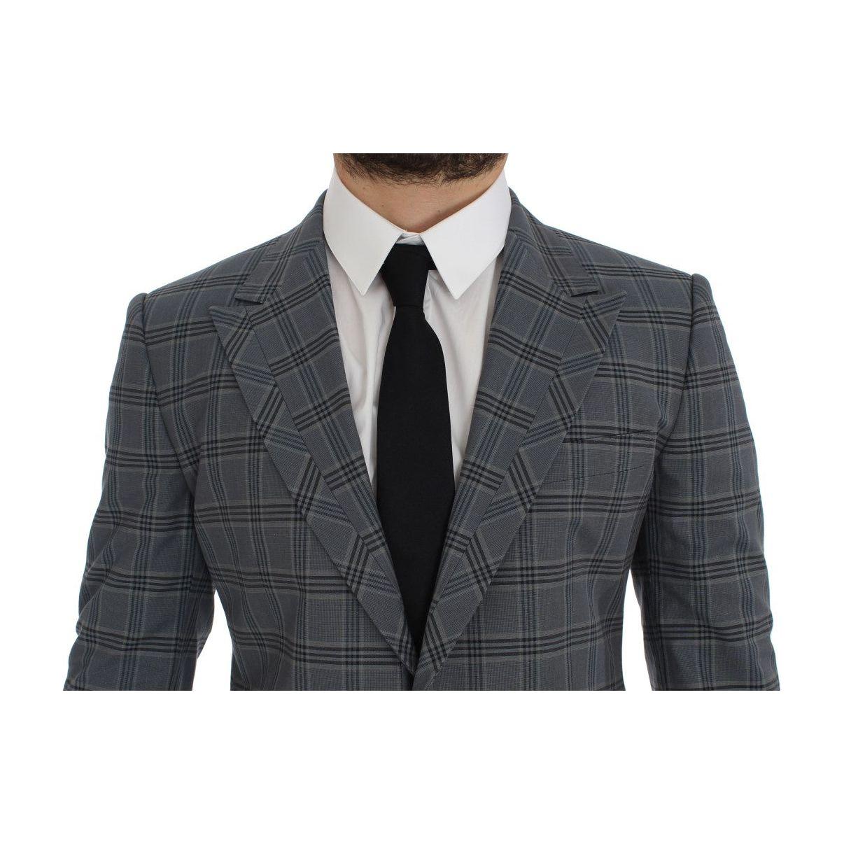 Dolce & Gabbana Elegant Blue Checkered Slim Fit Blazer Dolce & Gabbana