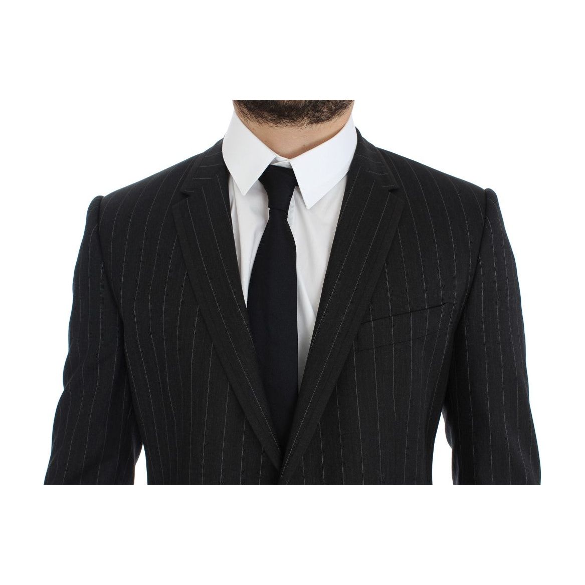 Dolce & Gabbana Chic Gray Striped Wool Blazer Jacket Dolce & Gabbana