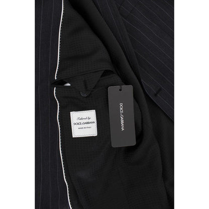 Dolce & Gabbana Gray Striped Slim Fit Wool Blazer