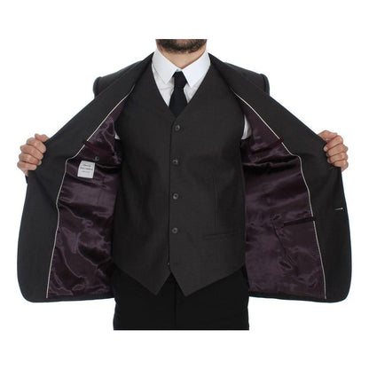 Dolce & Gabbana Gray Slim Fit Linen Blazer Jacket