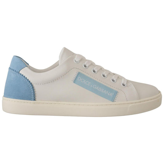 Dolce & Gabbana White Blue Leather Low Top Sneakers Shoes 1728,67345645728,Dolce & Gabbana,EU35.5/US5,EU35/US4.5,EU36/US5.5,Low Tops - Sneakers - Shoes,Material: 100% Leather,New with tags,Shoes,Sneakers - Shoes,Sneakers - Women - Shoes,White,Women,Women