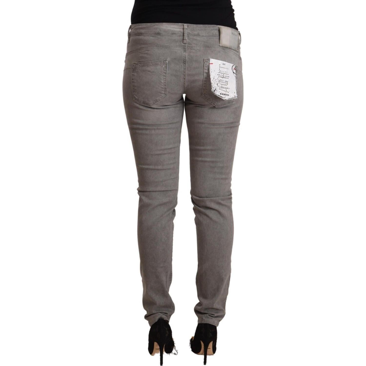 Acht Gray Cotton Low Waist Skinny Push Up Denim Jeans