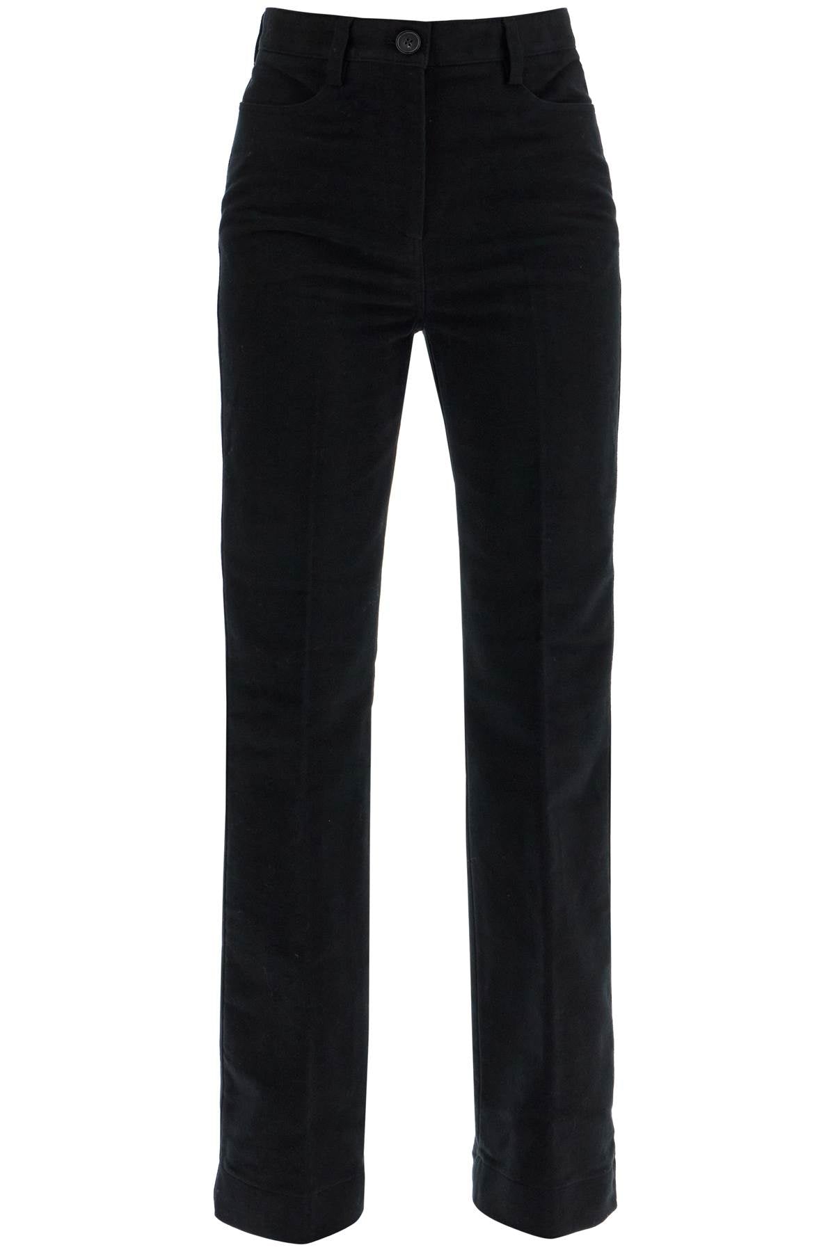 Toteme high-waisted flared pants in black organic cotton Trousers Toteme