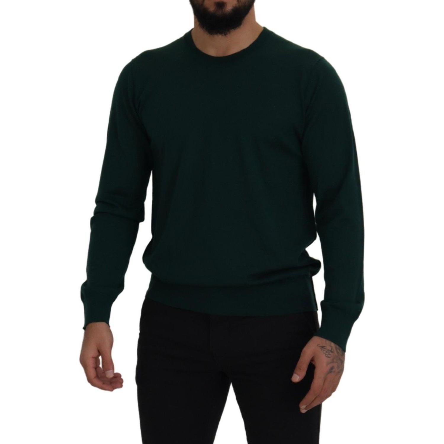 Dolce & Gabbana Green Cashmere Crewneck Pullover Sweater