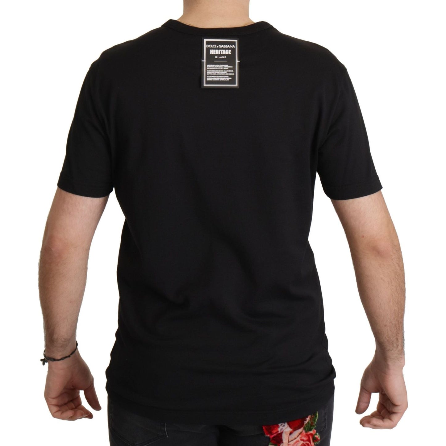 Dolce & Gabbana Elegant Black Baroque Crewneck Tee Dolce & Gabbana