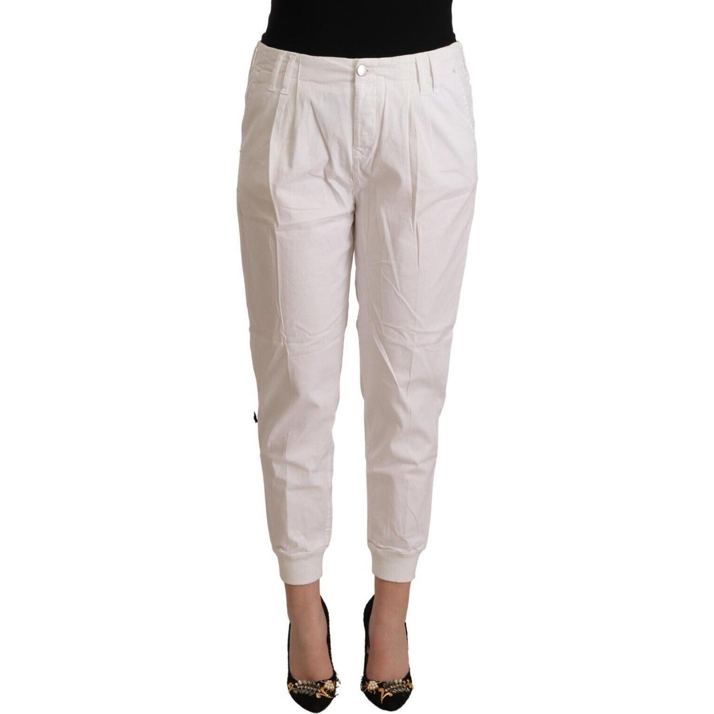 Met Chic White Tapered Cropped Pants Met