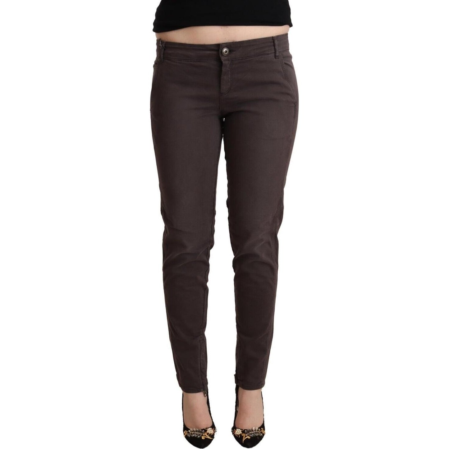 Ermanno Scervino Chic Brown Low Waist Skinny Pants Ermanno Scervino