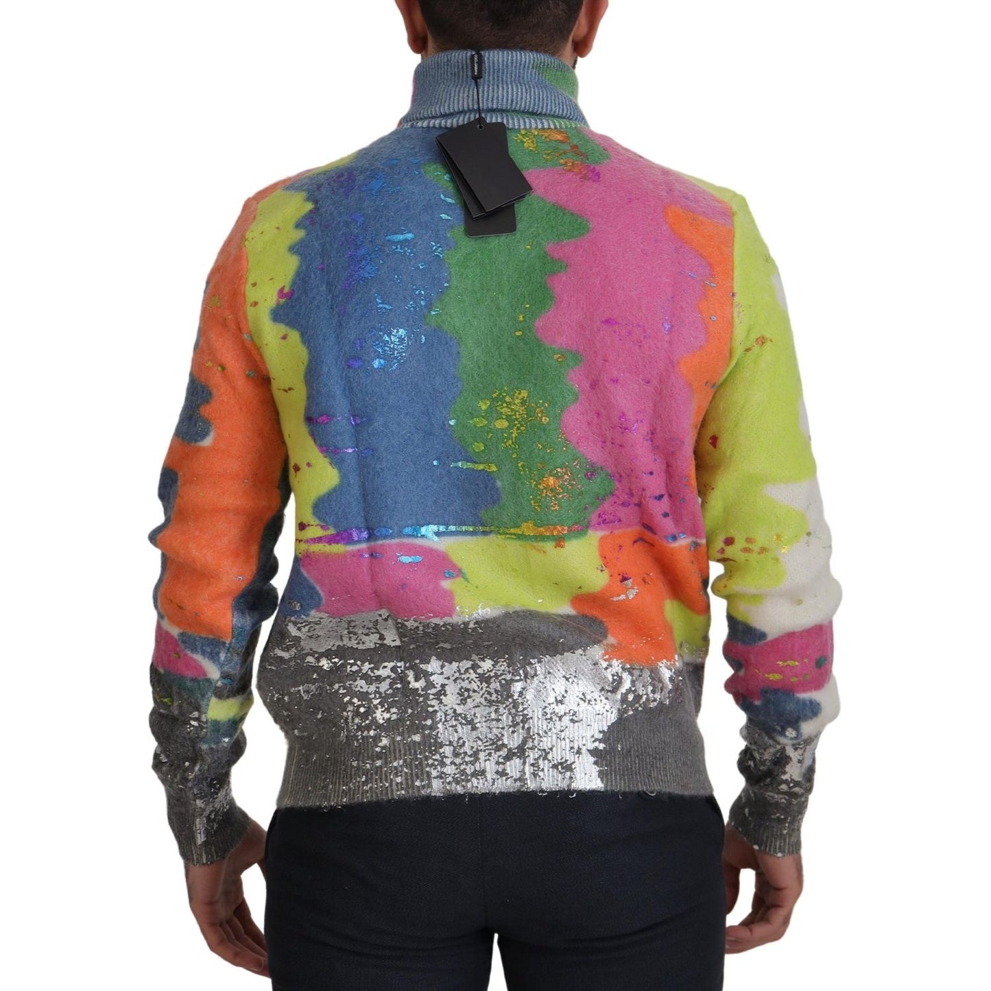 Dolce & Gabbana Multicolor Turtleneck Pullover Mohair Sweater 1728,29% Nylon,5% Wool,67345645728,Clothing,Dolce & Gabbana,IT44 | XS,IT46 | S,Material: 66% Mohair,Men,Men - Clothing,Multicolor,New with tags,Sweaters - Clothing,Sweaters - Men - Clothing,Tur