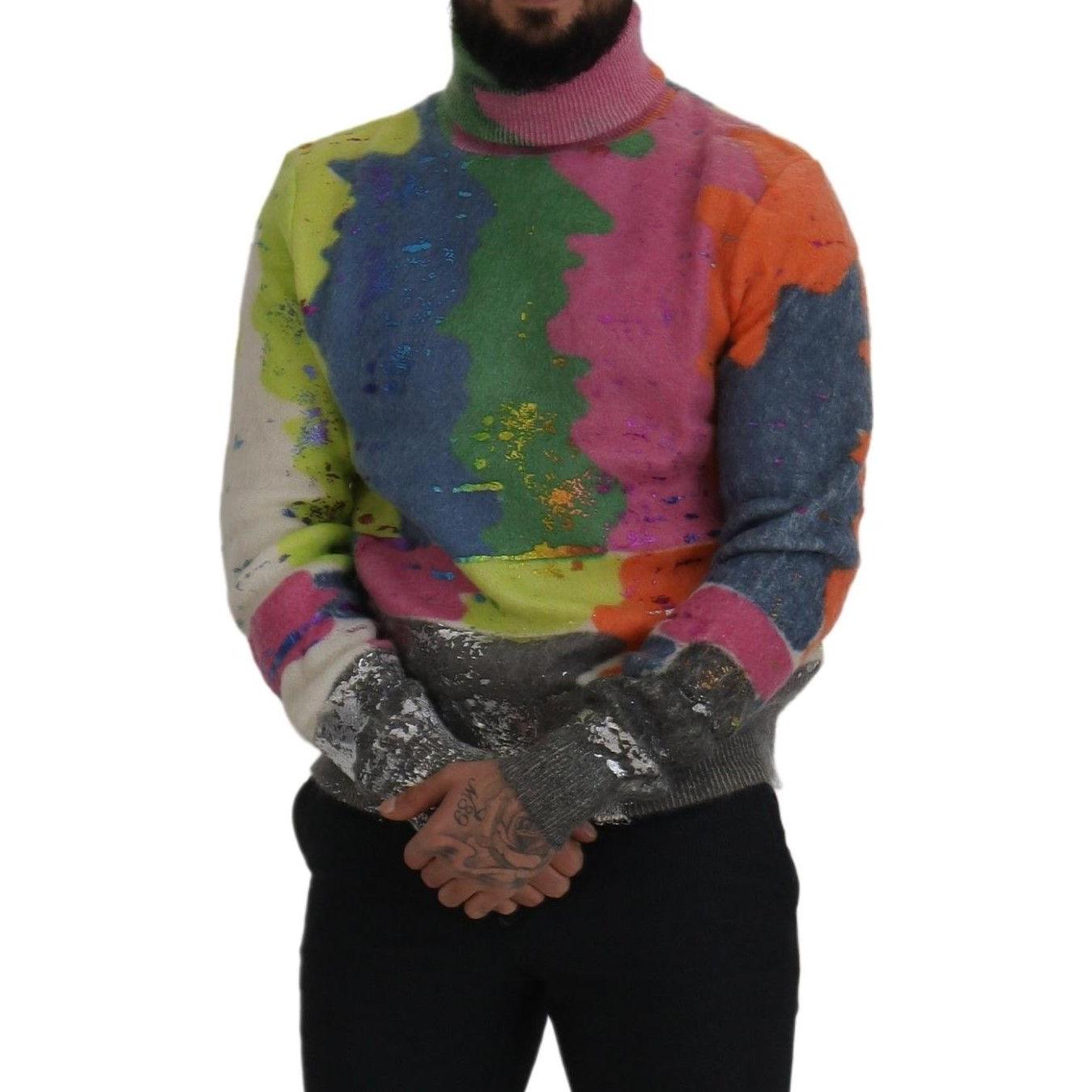 Dolce & Gabbana Multicolor Turtleneck Pullover Mohair Sweater 1728,29% Nylon,5% Wool,67345645728,Clothing,Dolce & Gabbana,IT44 | XS,IT46 | S,Material: 66% Mohair,Men,Men - Clothing,Multicolor,New with tags,Sweaters - Clothing,Sweaters - Men - Clothing,Tur