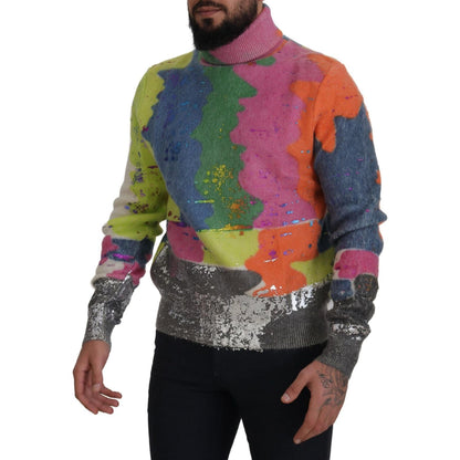 Dolce & Gabbana Multicolor Turtleneck Pullover Mohair Sweater 1728,29% Nylon,5% Wool,67345645728,Clothing,Dolce & Gabbana,IT44 | XS,IT46 | S,Material: 66% Mohair,Men,Men - Clothing,Multicolor,New with tags,Sweaters - Clothing,Sweaters - Men - Clothing,Tur
