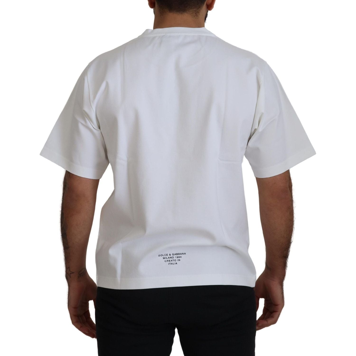 تي شيرت Dolce &amp; Gabbana Timeless White Logo بياقة دائرية