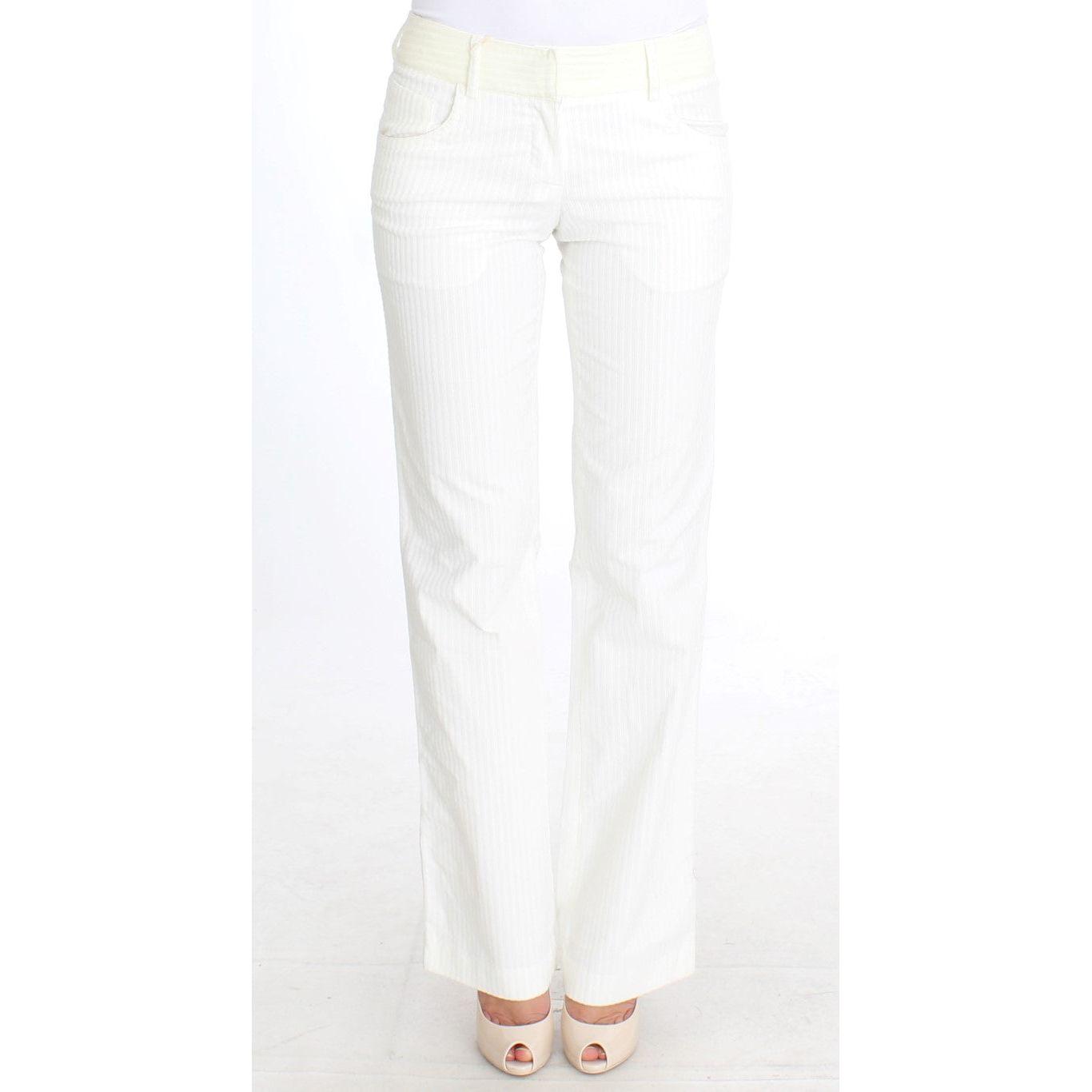 Ermanno Scervino White Striped Straight Fit Pants Ermanno Scervino