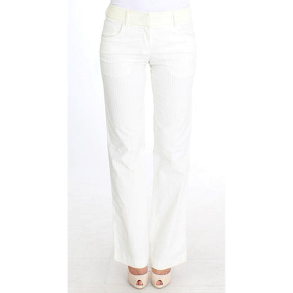 Ermanno Scervino White Striped Straight Fit Pants Ermanno Scervino