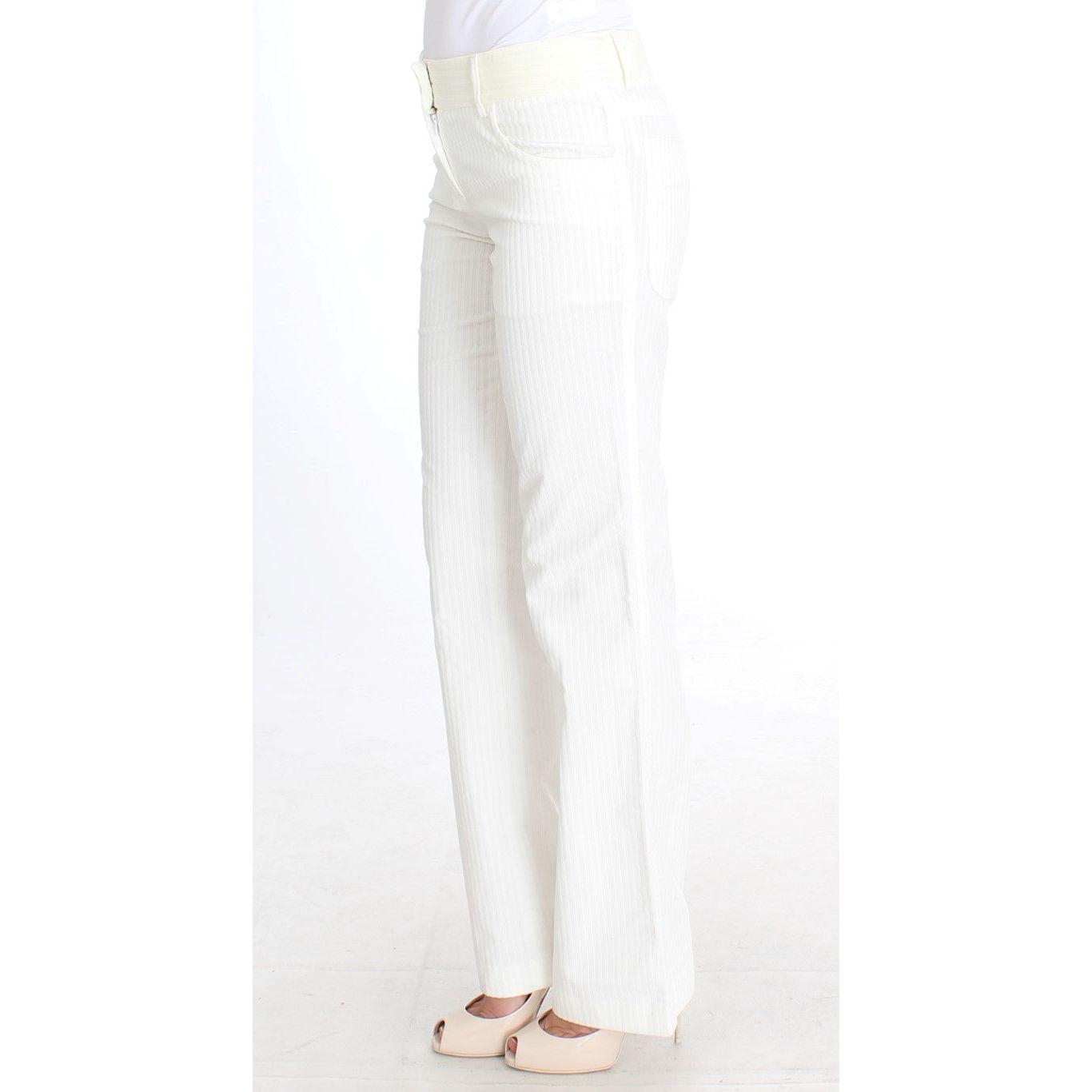 Ermanno Scervino White Striped Straight Fit Pants Ermanno Scervino