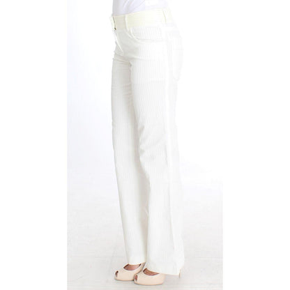 Ermanno Scervino White Striped Straight Fit Pants Ermanno Scervino