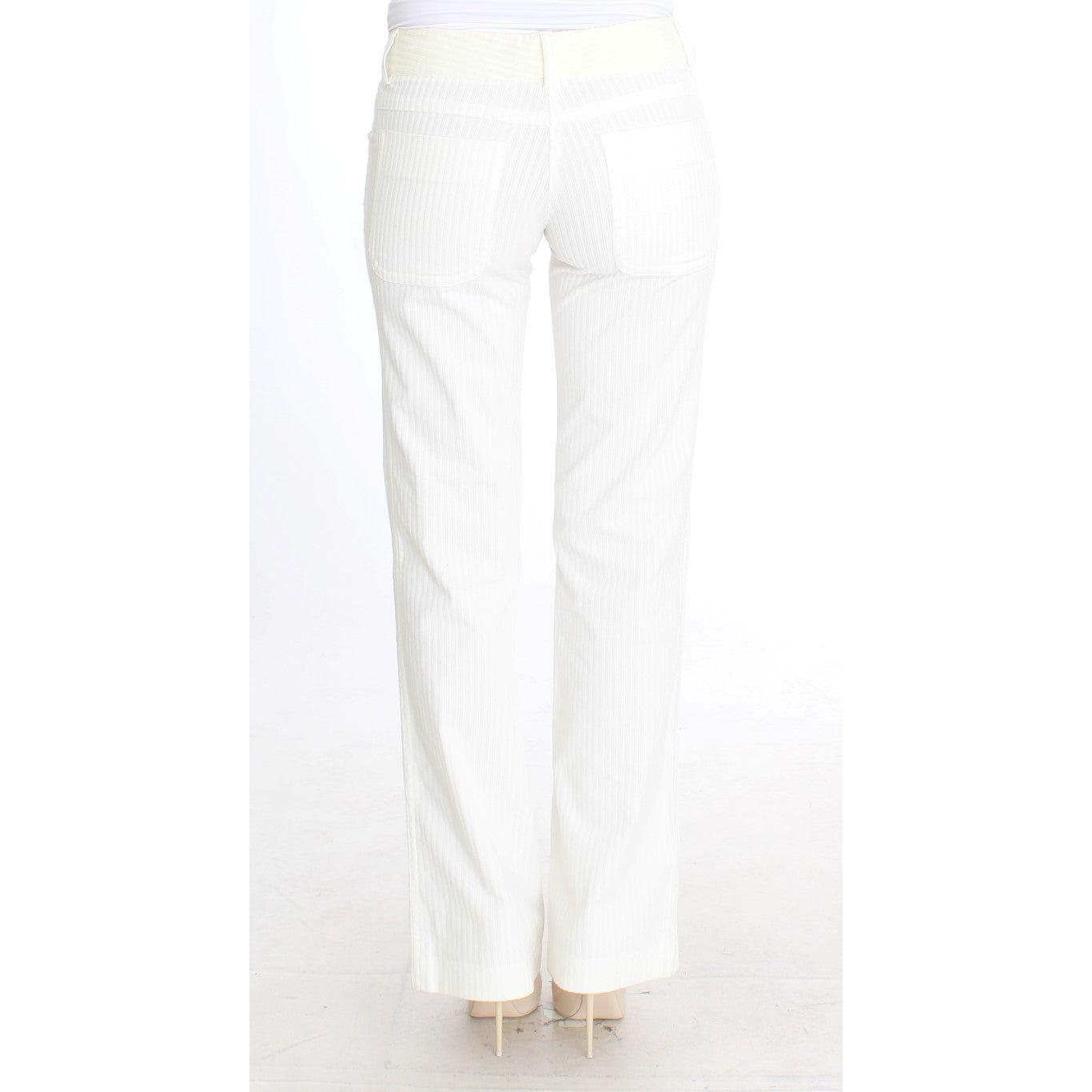 Ermanno Scervino White Striped Straight Fit Pants Ermanno Scervino