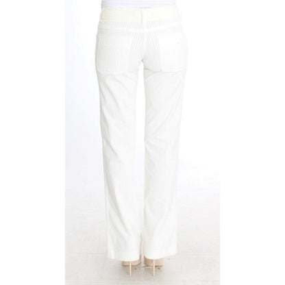 Ermanno Scervino White Striped Straight Fit Pants Ermanno Scervino