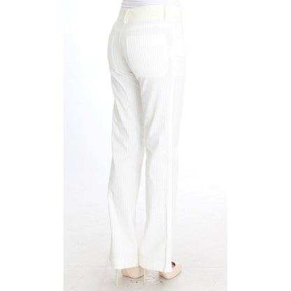 Ermanno Scervino White Striped Straight Fit Pants Ermanno Scervino