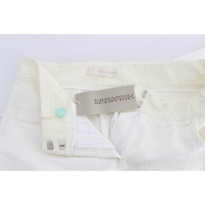 Ermanno Scervino White Striped Straight Fit Pants Ermanno Scervino