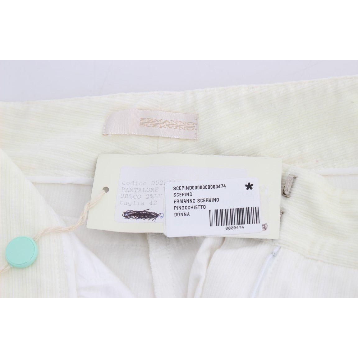 Ermanno Scervino White Striped Straight Fit Pants Ermanno Scervino