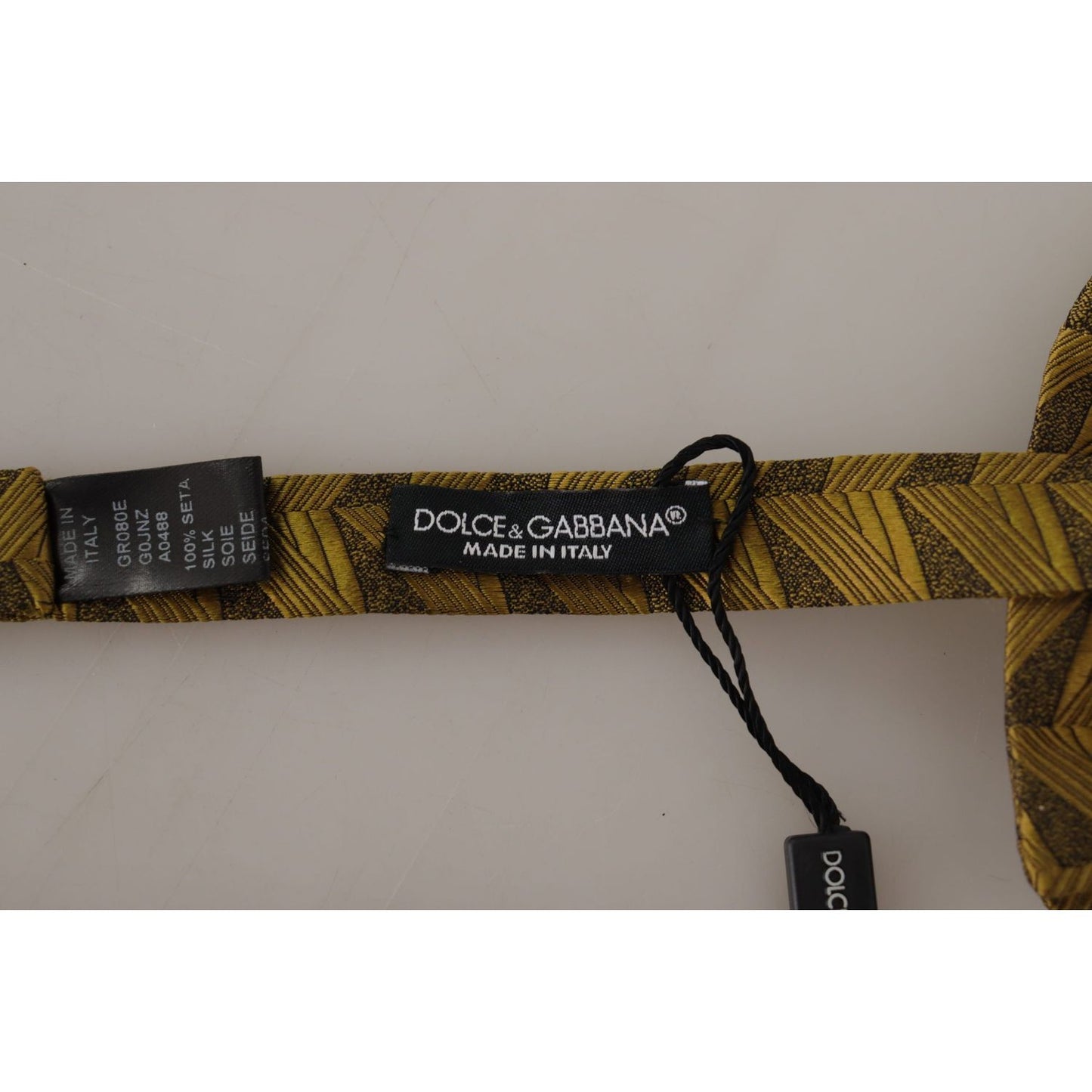 Dolce & Gabbana Elegant Gold Silk Bow Tie Dolce & Gabbana