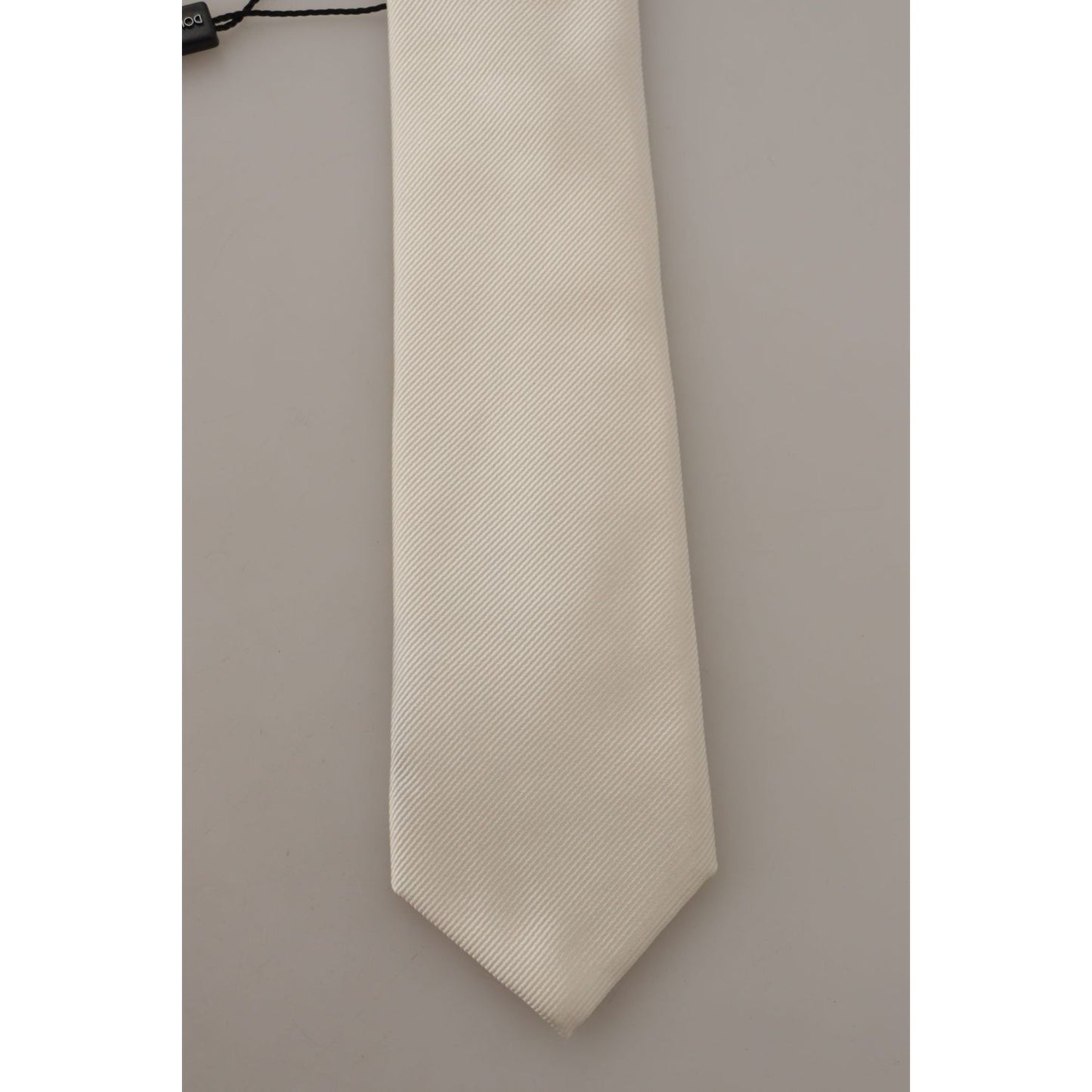 Dolce & Gabbana Off-White 100% Silk Slim Adjustable Accessory Necktie Dolce & Gabbana