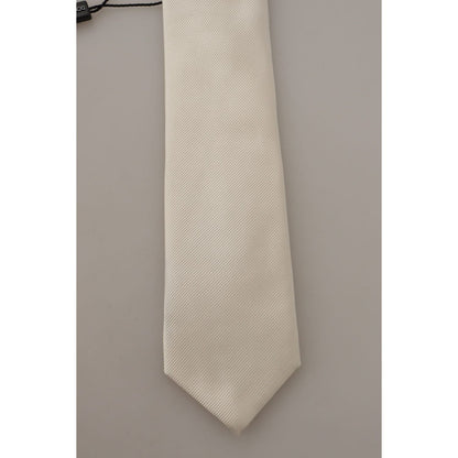 Dolce & Gabbana Off-White 100% Silk Slim Adjustable Accessory Necktie Dolce & Gabbana