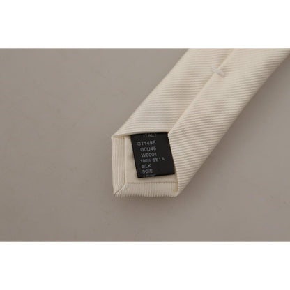 Dolce & Gabbana Off-White 100% Silk Slim Adjustable Accessory Necktie Dolce & Gabbana