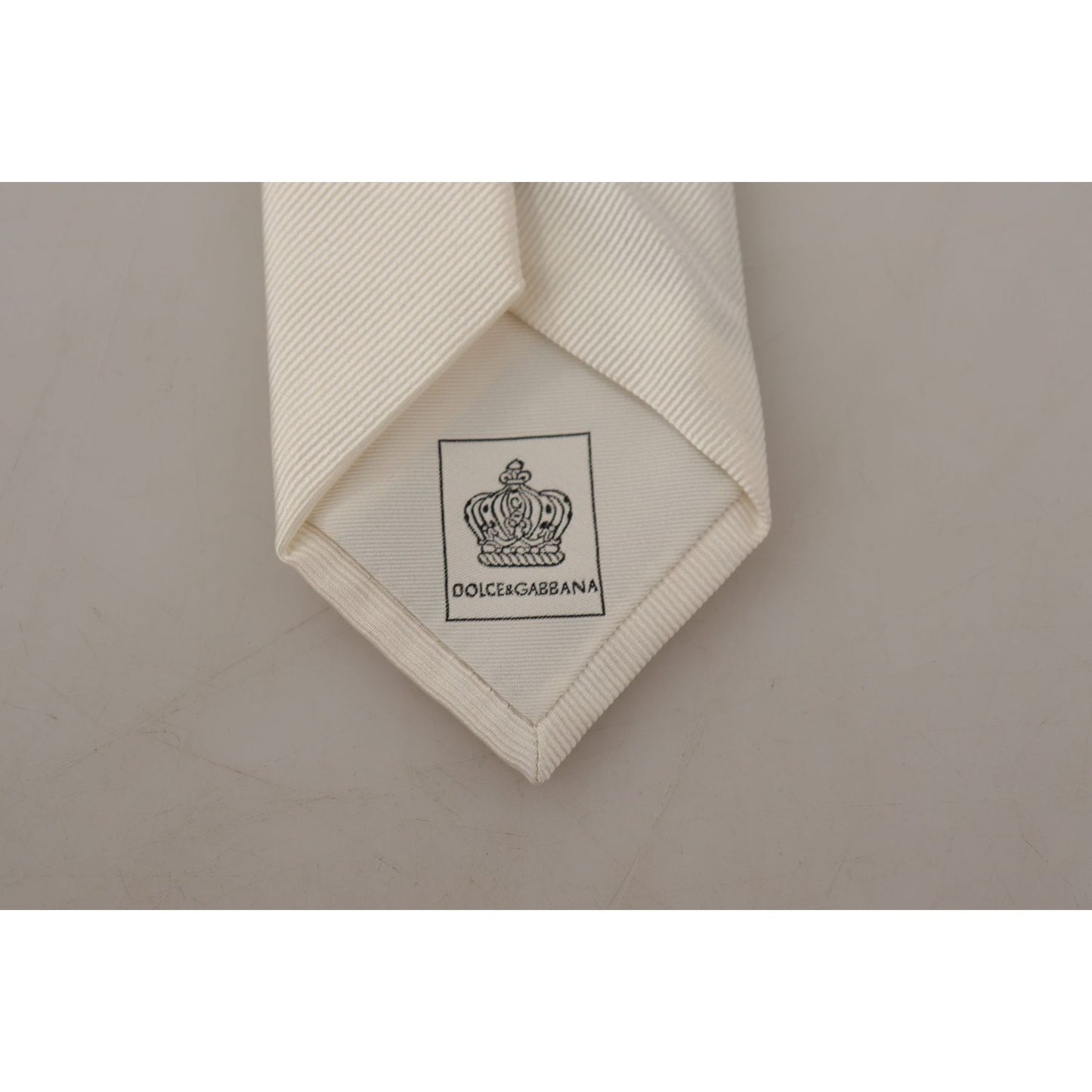 Dolce & Gabbana Off-White 100% Silk Slim Adjustable Accessory Necktie Dolce & Gabbana