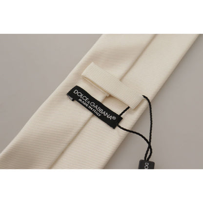 Dolce & Gabbana Off-White 100% Silk Slim Adjustable Accessory Necktie Dolce & Gabbana