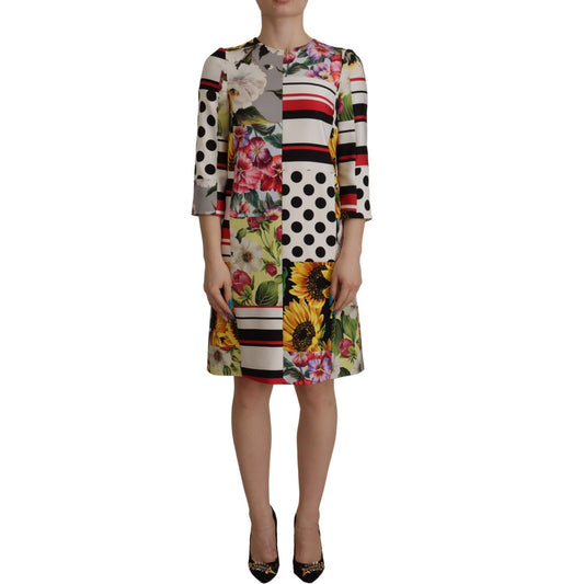 Dolce & Gabbana Multicolor Charmeuse Floral Sheath Jaquard Pachwork Dress 1728,67345645728,7% Elastane,Clothing,Dolce & Gabbana,Dresses - Clothing,Dresses - Women - Clothing,IT36|XXS,Material: 93% Silk,Multicolor,New with tags,Pattern - Dresses - Clothing