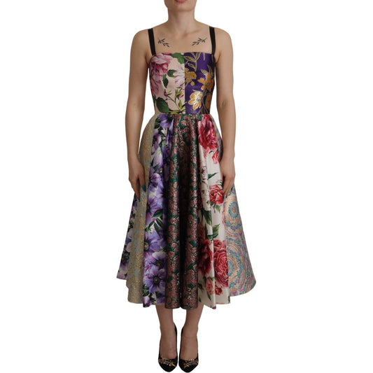 Dolce & Gabbana Dress Midi Patchwork Floral Jaquard Silk 1728,2% polyamide,3% acetate,3% polyester,40% polyester,67345645728,Clothing,Dolce & Gabbana,Dresses - Clothing,Dresses - Women - Clothing,IT36|XXS,Material: 52% silk,Midi - Dresses - Clothing,Multi